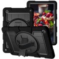 For Samsung Galaxy Tab A9+ Silicone Hybrid PC Shockproof Tablet Case with Shoulder Strap(Black)