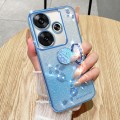 For Xiaomi Redmi Turbo 3 Gradient Glitter Immortal Flower Ring All-inclusive Phone Case(Blue)