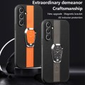 For Samsung Galaxy S24 5G Magnetic Litchi Leather Back Phone Case with Holder(Orange)