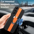 For Samsung Galaxy A05s Magnetic Litchi Leather Back Phone Case with Holder(Orange)