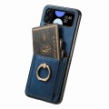 For Samsung Galaxy Z Flip 4 Retro Skin-feel Ring Card Bag Phone Case(Blue)