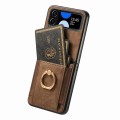 For Samsung Galaxy Z Flip 4 Retro Skin-feel Ring Card Bag Phone Case(Brown)