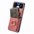 For Samsung Galaxy Z Flip 4 Retro Skin-feel Ring Card Bag Phone Case(Pink)