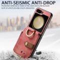 For Samsung Galaxy Z Flip5 5G Retro Skin-feel Ring Zipper Wallet Phone Case(Pink)