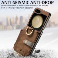 For Samsung Galaxy Z Flip5 5G Retro Skin-feel Ring Zipper Wallet Phone Case(Brown)