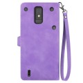 For ZTE Blade A32 Embossed Flower Zipper Leather Phone Case(Purple)