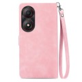 For ZTE Blade A34 Embossed Flower Zipper Leather Phone Case(Pink)