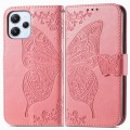 For Xiaomi Redmi 12 5G Butterfly Love Flower Embossed Leather Phone Case(Pink)