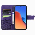 For Xiaomi Redmi 12 5G Butterfly Love Flower Embossed Leather Phone Case(Purple)