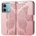 For Xiaomi Redmi Note 13  5G Butterfly Love Flower Embossed Leather Phone Case(Rose Gold)