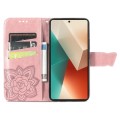 For Xiaomi Redmi Note 13  5G Butterfly Love Flower Embossed Leather Phone Case(Rose Gold)
