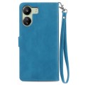 For Xiaomi Redmi 13C Embossed Flower Zipper Leather Phone Case(Blue)