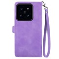 For Xiaomi 14 Embossed Flower Zipper Leather Phone Case(Purple)