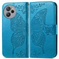 For Blackview Shark 8 Butterfly Love Flower Embossed Leather Phone Case(Blue)