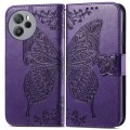 For Blackview Shark 8 Butterfly Love Flower Embossed Leather Phone Case(Dark Purple)