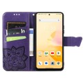 For Blackview Shark 8 Butterfly Love Flower Embossed Leather Phone Case(Dark Purple)