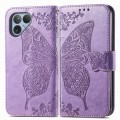 For Fairphone 5 Butterfly Love Flower Embossed Leather Phone Case(Light Purple)