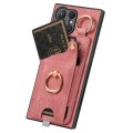 For Samsung Galaxy Note20 Ultra Retro Skin-feel Ring Card Bag Phone Case with Hang Loop(Pink)