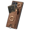 For Samsung Galaxy S20+ Retro Skin-feel Ring Card Bag Phone Case with Hang Loop(Brown)