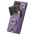 For Samsung Galaxy S22+ 5G Retro Skin-feel Ring Card Bag Phone Case with Hang Loop(Purple)