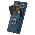 For Samsung Galaxy A13 4G Retro Skin-feel Ring Card Bag Phone Case with Hang Loop(Blue)