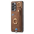 For Samsung Galaxy A51 5G Retro Skin-feel Ring Card Bag Phone Case with Hang Loop(Brown)