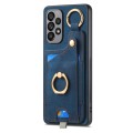 For Samsung Galaxy A51 5G Retro Skin-feel Ring Card Bag Phone Case with Hang Loop(Blue)