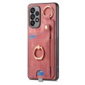 For Samsung Galaxy A51 Retro Skin-feel Ring Card Bag Phone Case with Hang Loop(Pink)
