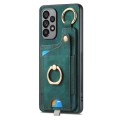 For Samsung Galaxy A71 Retro Skin-feel Ring Card Bag Phone Case with Hang Loop(Green)