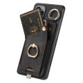 For Samsung Galaxy A14  4G/5G Retro Skin-feel Ring Card Bag Phone Case with Hang Loop(Black)