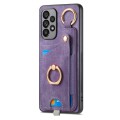 For Samsung Galaxy A34 5G Retro Skin-feel Ring Card Bag Phone Case with Hang Loop(Purple)