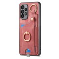 For Samsung Galaxy A41 Retro Skin-feel Ring Card Bag Phone Case with Hang Loop(Pink)