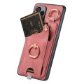 For Samsung Galaxy A41 Retro Skin-feel Ring Card Bag Phone Case with Hang Loop(Pink)