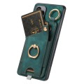 For Samsung Galaxy A41 Retro Skin-feel Ring Card Bag Phone Case with Hang Loop(Green)