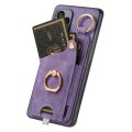 For Samsung Galaxy A31 Retro Skin-feel Ring Card Bag Phone Case with Hang Loop(Purple)