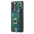 For Samsung Galaxy A70/A70s Retro Skin-feel Ring Card Bag Phone Case with Hang Loop(Green)