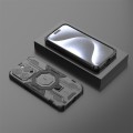For iPhone 15 Pro MagSafe Supersonic Armor Holder PC Hybrid TPU Phone Case(Black)
