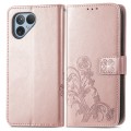 For Fairphone 5 Four-leaf Clasp Embossed Leather Phone Case(Rose Gold)