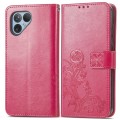 For Fairphone 5 Four-leaf Clasp Embossed Leather Phone Case(Red)