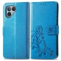 For Fairphone 5 Four-leaf Clasp Embossed Leather Phone Case(Blue)