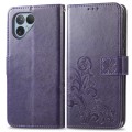 For Fairphone 5 Four-leaf Clasp Embossed Leather Phone Case(Purple)