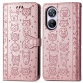For Blackview A200 Pro Cat and Dog Embossed Leather Phone Case(Rose Gold)