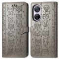 For Blackview A200 Pro Cat and Dog Embossed Leather Phone Case(Grey)