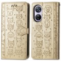 For Blackview A200 Pro Cat and Dog Embossed Leather Phone Case(Gold)