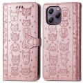 For Blackview A96 Cat and Dog Embossed Leather Phone Case(Rose Gold)