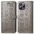 For Blackview A96 Cat and Dog Embossed Leather Phone Case(Grey)