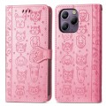 For Blackview A96 Cat and Dog Embossed Leather Phone Case(Pink)
