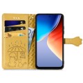 For Blackview A96 Cat and Dog Embossed Leather Phone Case(Yellow)