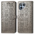 For Fairphone 5 Cat and Dog Embossed Leather Phone Case(Grey)