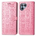 For Fairphone 5 Cat and Dog Embossed Leather Phone Case(Pink)